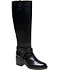 Gentle Souls Sarette Leather Braided Strap Block Heel Tall Boots - Image 1