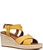 Color:Yellow - Image 1 - Panarea Suede Espadrille Wedge Sandals