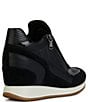 Color:Black - Image 3 - NYDame Suede Hidden Wedge Zip Sneakers