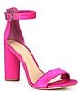 Color:Fiery Pink - Image 1 - Joenah Satin Ankle Strap Block Heel Two Piece Dress Sandals