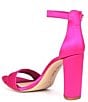 Color:Fiery Pink - Image 3 - Joenah Satin Ankle Strap Block Heel Two Piece Dress Sandals
