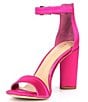 Color:Fiery Pink - Image 4 - Joenah Satin Ankle Strap Block Heel Two Piece Dress Sandals