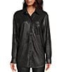 Color:Black - Image 4 - Abriella Luxe Coated Notch Lapel Long Sleeve Statement Coordinating Shirt Jacket