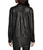 Color:Black - Image 2 - Abriella Luxe Coated Notch Lapel Long Sleeve Statement Coordinating Shirt Jacket