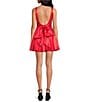 Gianni Bini Addison Satin Square Neck A-Line Drop Waist Mini Dress, Color:Cherry - Image 2