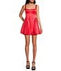 Gianni Bini Addison Satin Square Neck A-Line Drop Waist Mini Dress - Image 1