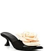 Color:Black - Image 1 - Alana Satin Flower Dress Sandals