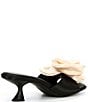 Color:Black - Image 2 - Alana Satin Flower Dress Sandals