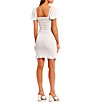 Color:White - Image 2 - Alli Square Neck Short Puff Sleeve Smocked Dress