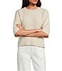 Gianni Bini Alpaca Blend Cocoon Crew Neckline Short Sleeve Sweater, Color:Natural - Image 1