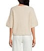 Gianni Bini Alpaca Blend Cocoon Crew Neckline Short Sleeve Sweater, Color:Natural - Image 2