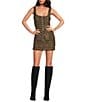 Gianni Bini Amara Sleeveless Button Front Square Neck Sequin Tweed Vest Top, Color:Brown Tweed - Image 3