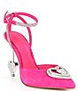 Color:Pink - Image 1 - Annika Suede Rhinestone Heart Pointed Toe Pumps