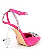 Color:Pink - Image 2 - Annika Suede Rhinestone Heart Pointed Toe Pumps