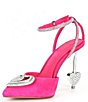 Color:Pink - Image 4 - Annika Suede Rhinestone Heart Pointed Toe Pumps