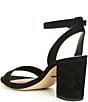 Color:Black - Image 3 - Arleena Suede Ankle Strap Block Heel Sandals