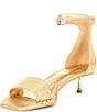 Color:Disco Gold - Image 4 - Asher Metallic Leather Metal Kitten Heel Sandals