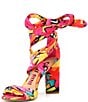 Color:Floral/Multi - Image 4 - Astraahh Floral Abstract Print Ankle Wrap Sandals