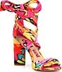 Color:Floral/Multi - Image 1 - Astraahh Floral Abstract Print Ankle Wrap Sandals