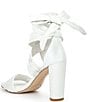 Color:White - Image 3 - Astraahh Leather Ankle Wrap Bow Block Heel Sandals