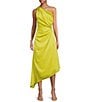 Color:Chanteuse - Image 1 - Astrid Hammered Satin One Shoulder Asymmetrical Hem A-Line Dress