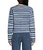 Gianni Bini Aurora Striped Round Neck Long Sleeve Scarf Button Front Cardigan - Image 2