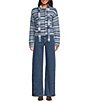 Gianni Bini Aurora Striped Round Neck Long Sleeve Scarf Button Front Cardigan - Image 3