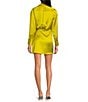 Gianni Bini Avery Long Sleeve Satin Point Collar Neck Faux Wrap Dress, Color:Chartreuse - Image 2