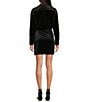 Color:Black - Image 2 - Avery Long Sleeve Velvet Point Collar Neck Faux Wrap Dress
