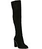 Color:Black - Image 1 - Barrine Suede Wide Calf Over-the-Knee Block Heel Boots