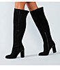 Color:Black - Image 5 - Barrine Suede Wide Calf Over-the-Knee Block Heel Boots