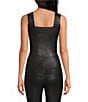 Color:Black - Image 2 - Baylin Luxe Coated Square Neck Sleeveless Coordinating Crop Top