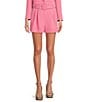 Color:Sangria - Image 1 - Bella High Rise Crepe Suiting Belted Coordinating Shorts