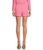 Color:Sangria - Image 2 - Bella High Rise Crepe Suiting Belted Coordinating Shorts