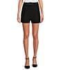 Color:Black - Image 1 - Bella High Rise Crepe Suiting Belted Coordinating Shorts