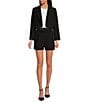 Color:Black - Image 3 - Bella High Rise Crepe Suiting Belted Coordinating Shorts