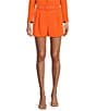 Color:Mandarin - Image 1 - Bella High Rise Crepe Suiting Belted Coordinating Shorts