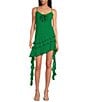 Color:Kelly Green - Image 1 - Belle Rosette Sweetheart Neck Sleeveless Ruffle Chiffon Mini Dress