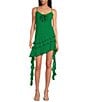 Gianni Bini Belle Rosette Sweetheart Neck Sleeveless Ruffle Chiffon Mini Dress, Color:Kelly Green - Image 1