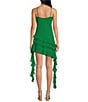 Color:Kelly Green - Image 2 - Belle Rosette Sweetheart Neck Sleeveless Ruffle Chiffon Mini Dress