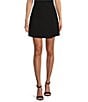 Color:Black - Image 1 - Belle Stretch Suiting Coordinating Mini Faux Wrap Skirt