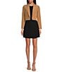 Color:Black - Image 5 - Belle Stretch Suiting Coordinating Mini Faux Wrap Skirt