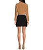Color:Black - Image 6 - Belle Stretch Suiting Coordinating Mini Faux Wrap Skirt