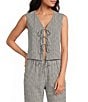 Gianni Bini Bree Gingham Print V-Neck Sleeveless Tie-Front Coordinating Tank - Image 1