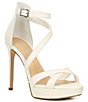 Color:White - Image 1 - Bridal Collection Corielle Glitter Ankle Strap Strappy Platform Sandals