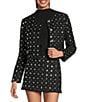 Gianni Bini Brielle Rhinestone Embellished Coordinating Tweed Jacket, Color:Black - Image 1
