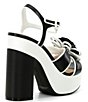 Color:Black/White - Image 2 - Brook Colorblock Leather Flower Platform Dress Sandals