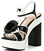 Color:Black/White - Image 4 - Brook Colorblock Leather Flower Platform Dress Sandals