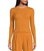 Color:Caramel - Image 1 - Cable Knit Crew Neck Long Sleeve Sweater Top