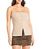 Gianni Bini Cable Wool Blend Strapless Button Front Sweater Tube Top, Color:Natural - Image 1
